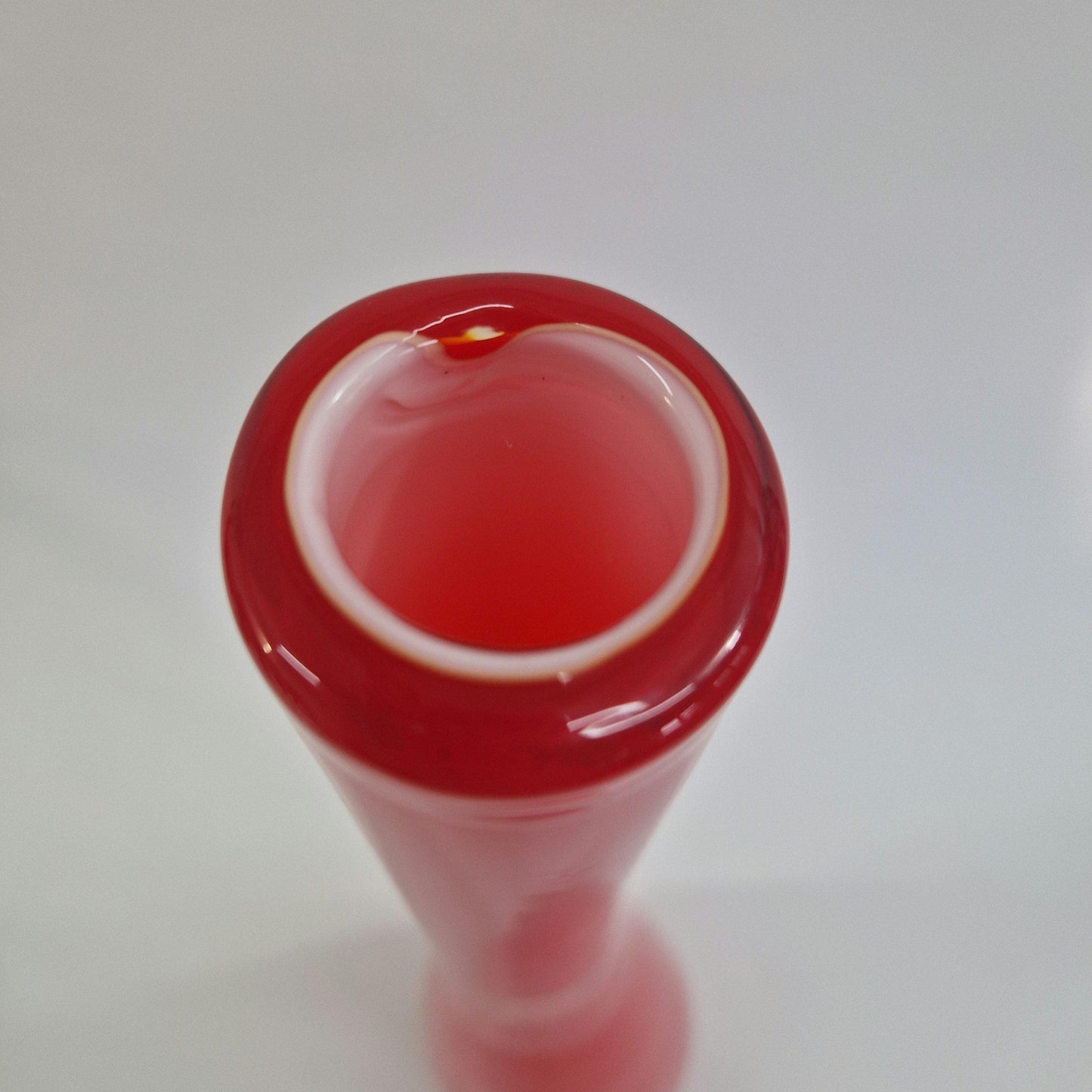 Tall Red Opaque Glass Vase: Mid-Century Murano Art Glass