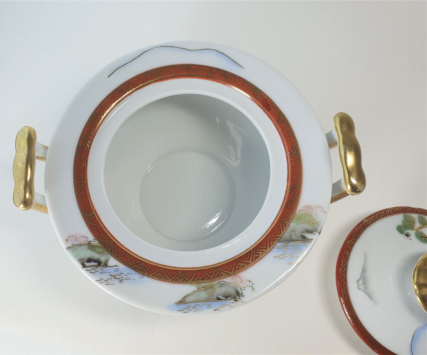 Japanese Sugar Bowl, Mid Century, Kitani, Noritake Style, Vintage, 1960's