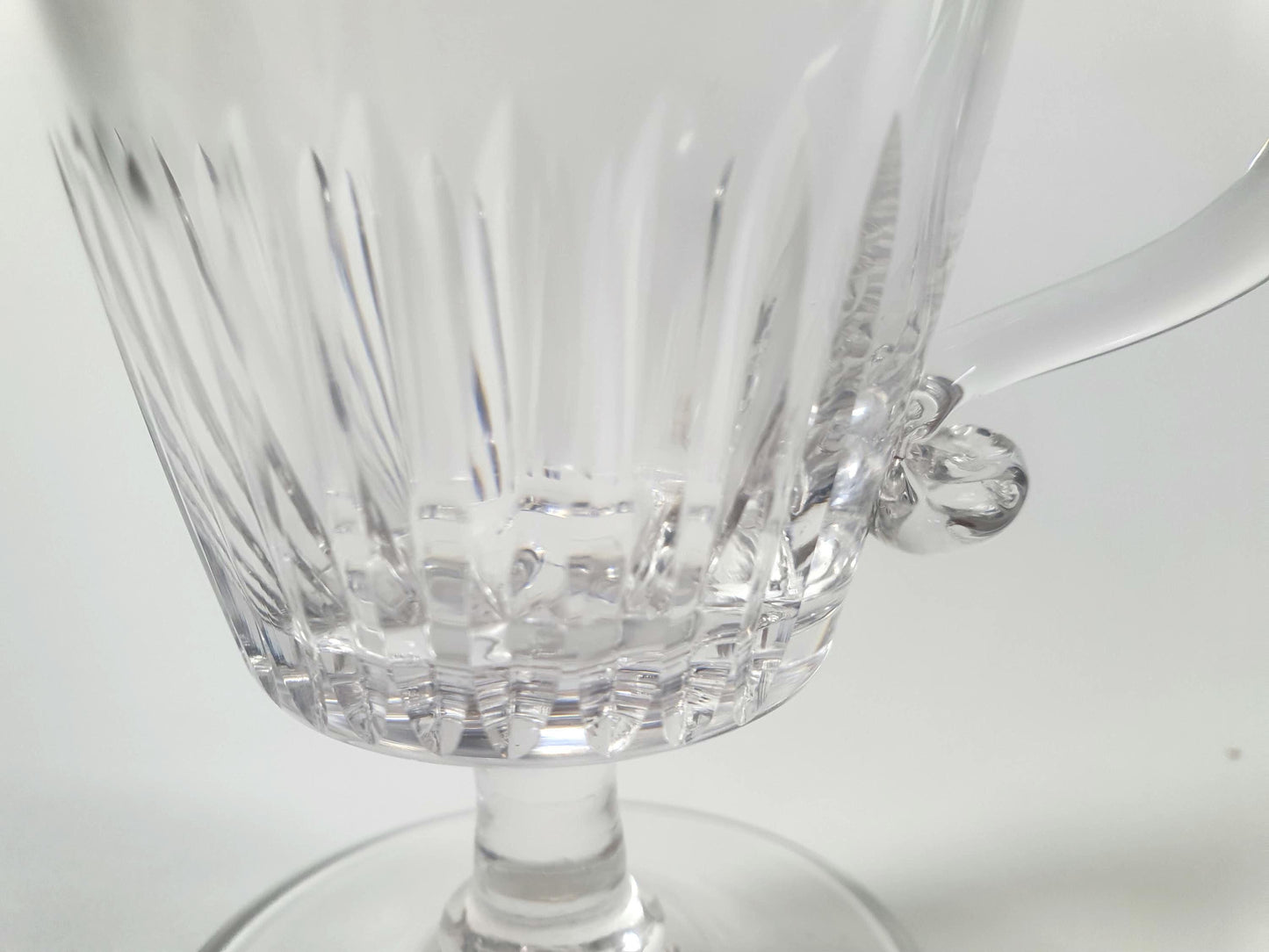 Victorian Blaze Cut Crystal Glass Custard Cups with Handles. Set of 5