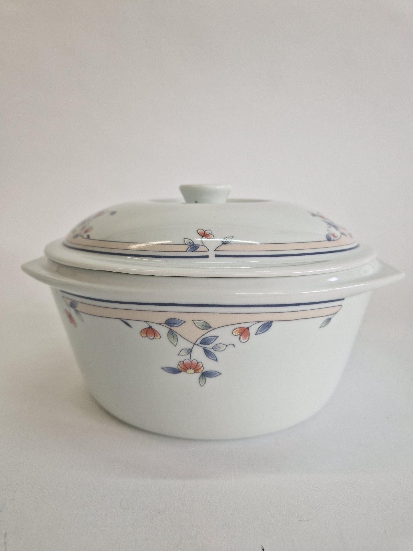 Vintage Princess House Porcelain Serving Set: Melody Tureens, Pie Dish, Gravy Boat