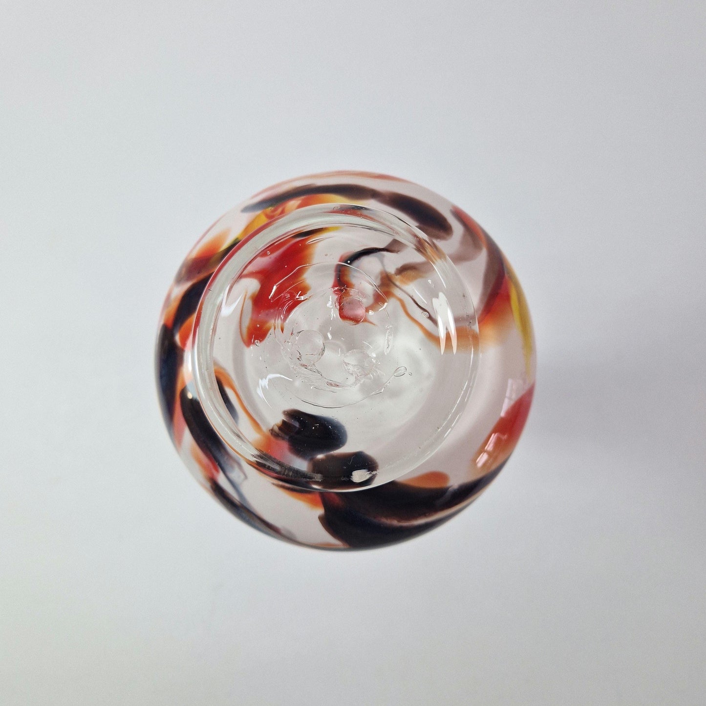 Vintage Opaline Florentine Orange and Brown Art Glass Vase. c1970s