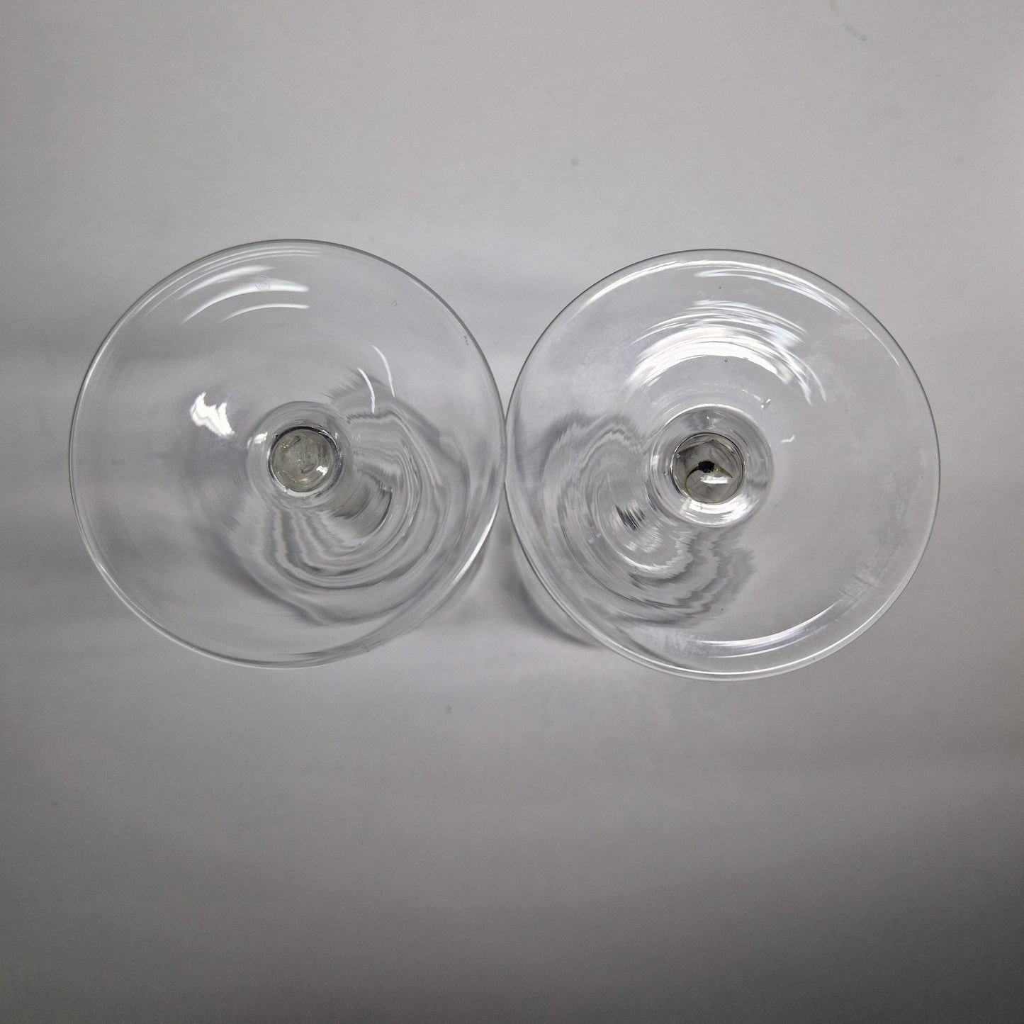 Pair of Vintage Grapes and Leaves etched Wine Glasses.  Late 20th Century.