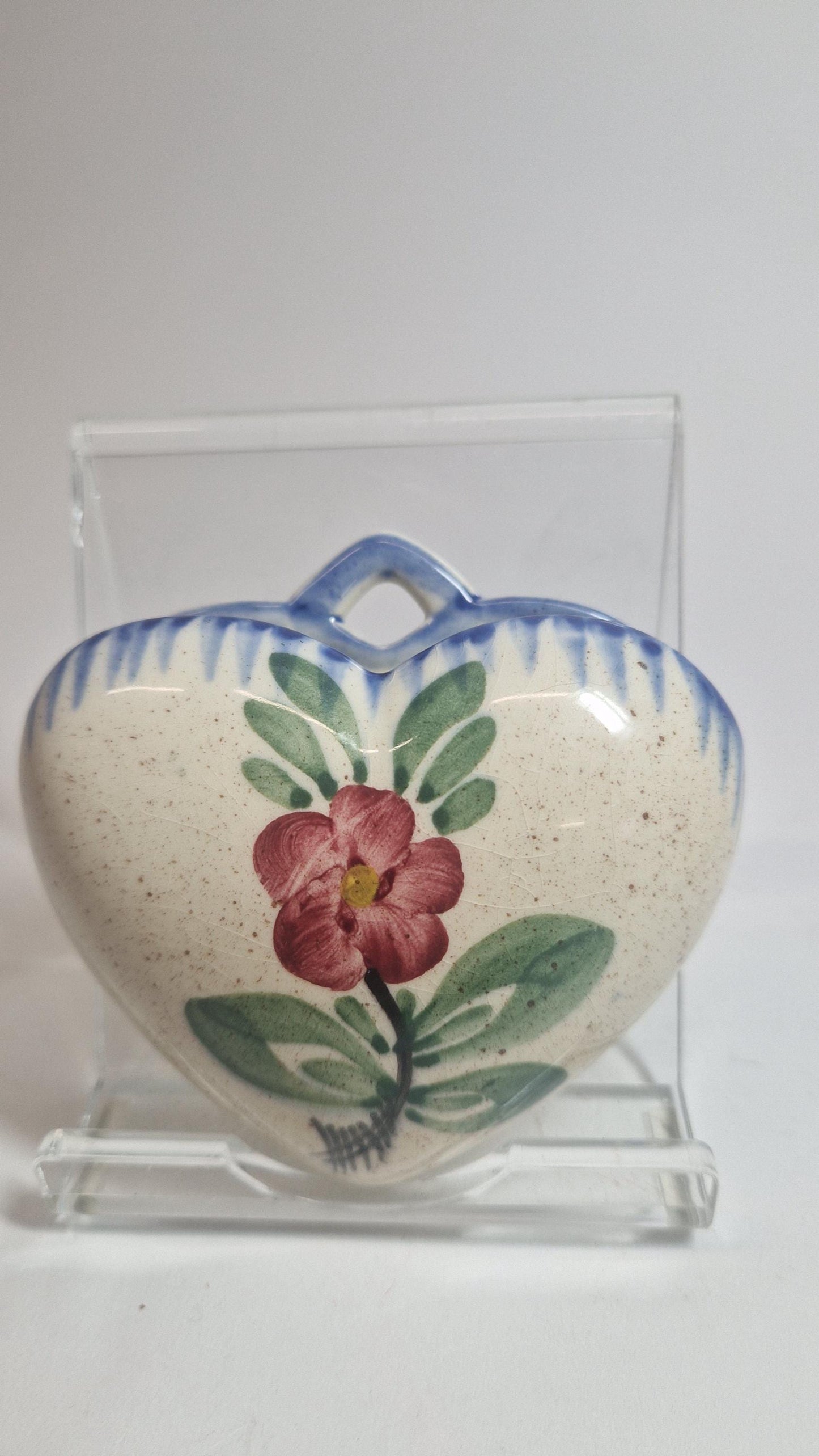 Vintage Majolika Heart Wall Planters: Hand-Painted Floral Porcelain, Schramberg SMF