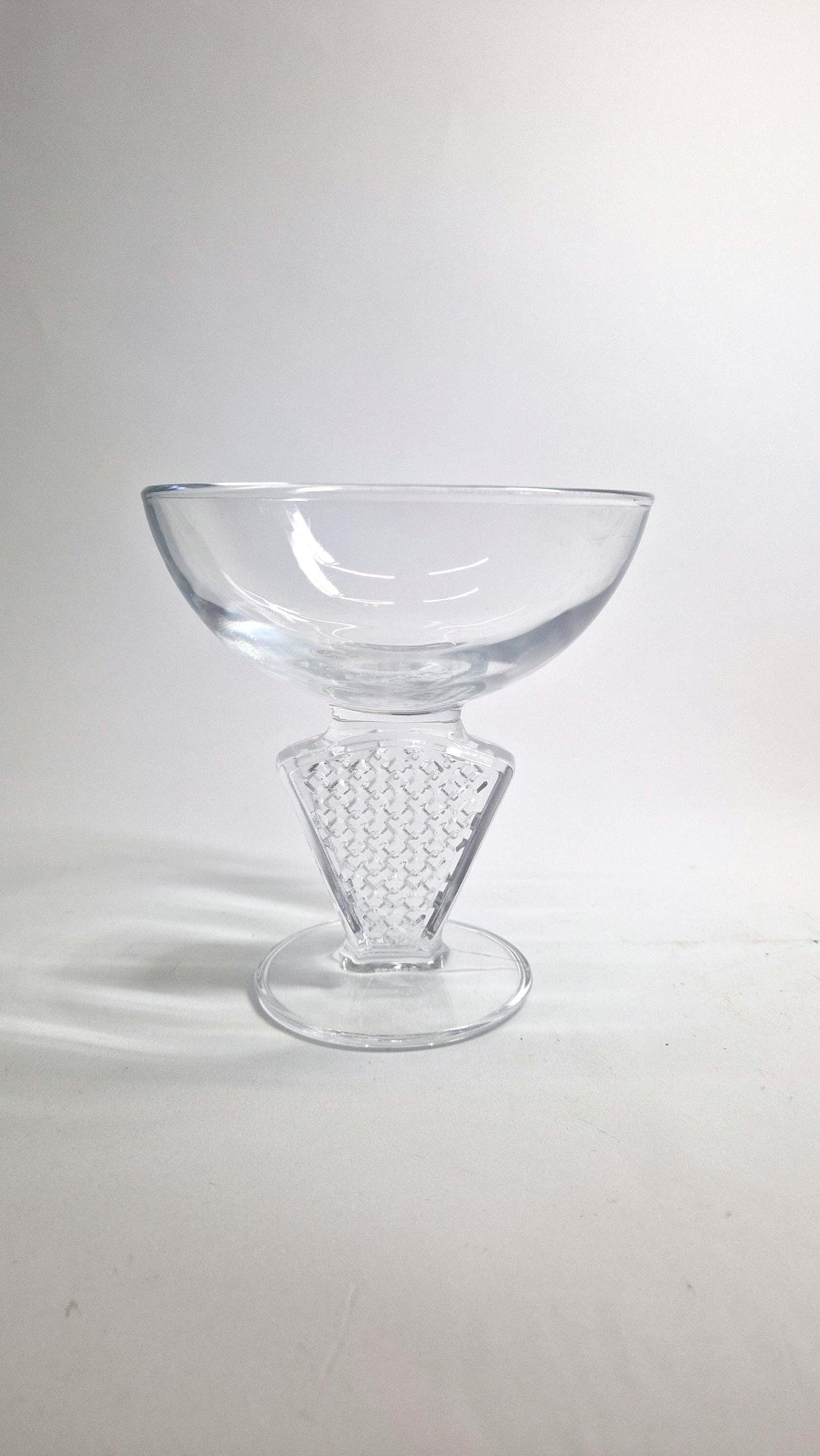 Vintage Cristal d’Arques-Durand Gaufrette Champagne Glass with Geometric Stem. c 2000s