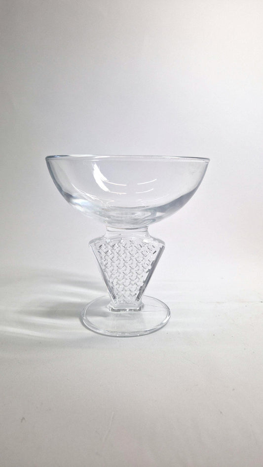 Vintage Cristal d’Arques-Durand Gaufrette Champagne Glass with Geometric Stem. c 2000s