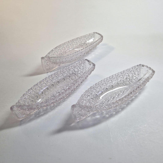 Vintage Art Nouveau Glass Celery Boats: Daisy & Dot Design, Set of 3