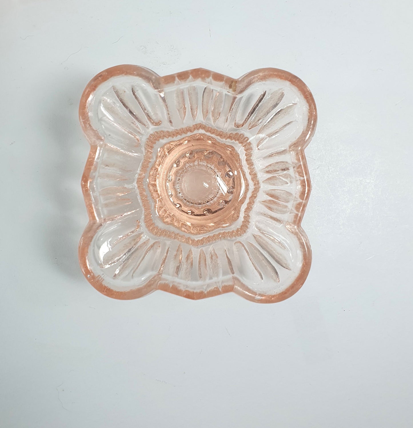 Art Deco Pink Depression Glass Dressing Table Set, Tray and Candle Stick Holders. Vanity Tray Set. Boudoir Set. c1930-40.  Mother's Day gift