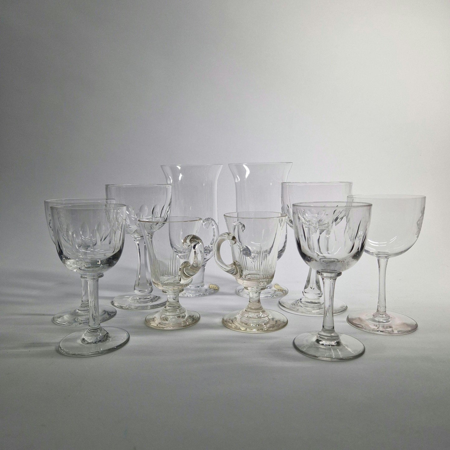 5 Sets of 2 each Assorted Drinking Glasses,  20th Century.