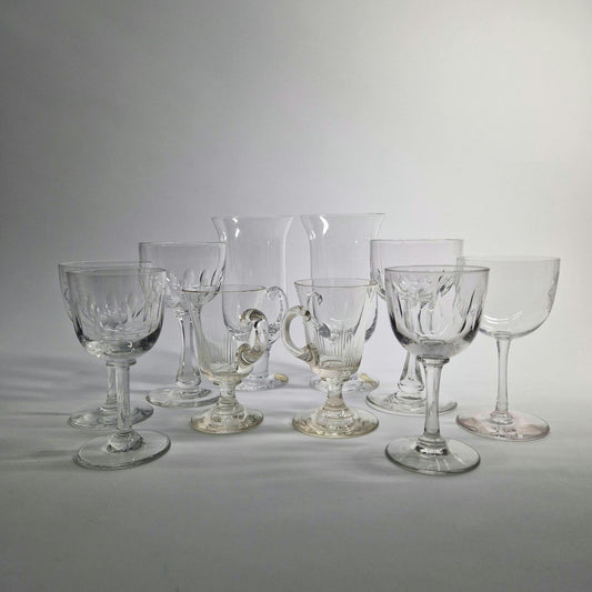 5 Sets of 2 each Assorted Drinking Glasses,  20th Century.