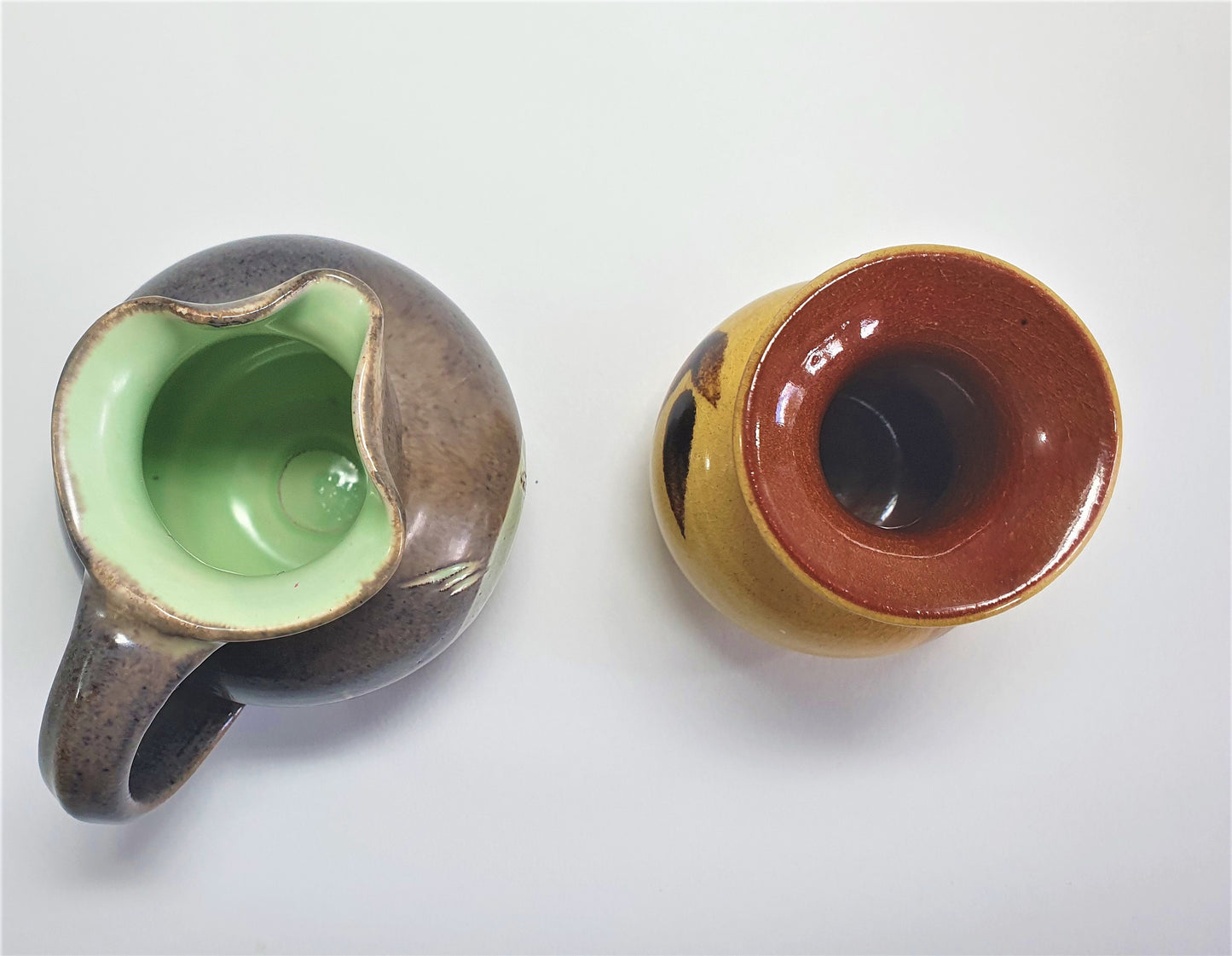 Vintage Fishley Holland Creamer & Cannie Ridge Vase Set