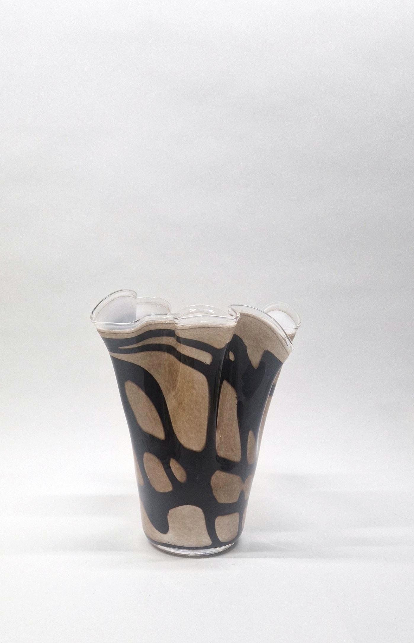 Contemporary Krosno Glass, Brown and Beige Handerchief Vase.  c1980