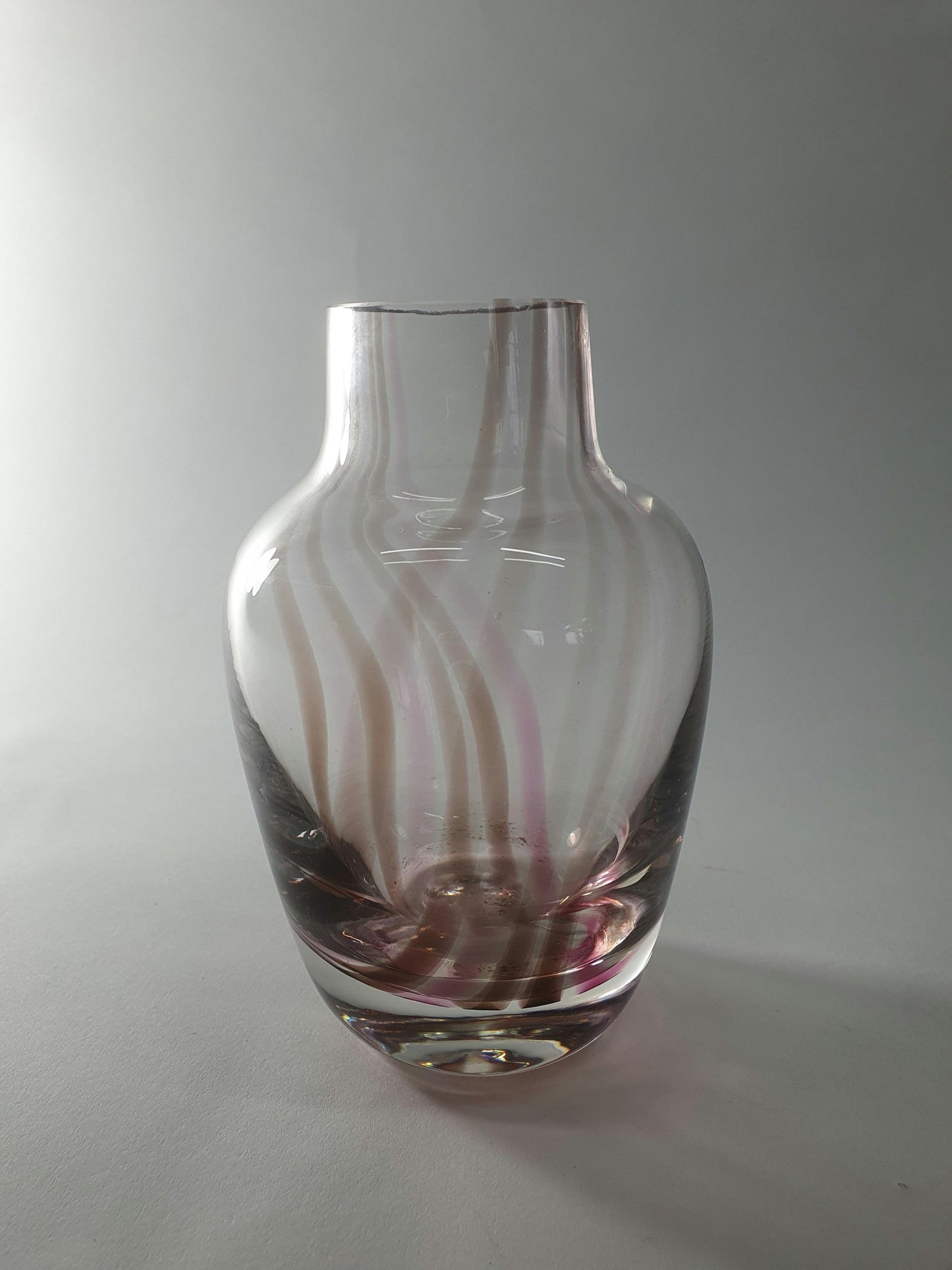 Vintage Caithness Oban Glass Bud Vase: Pink & Brown Heather Stripes, 1960s