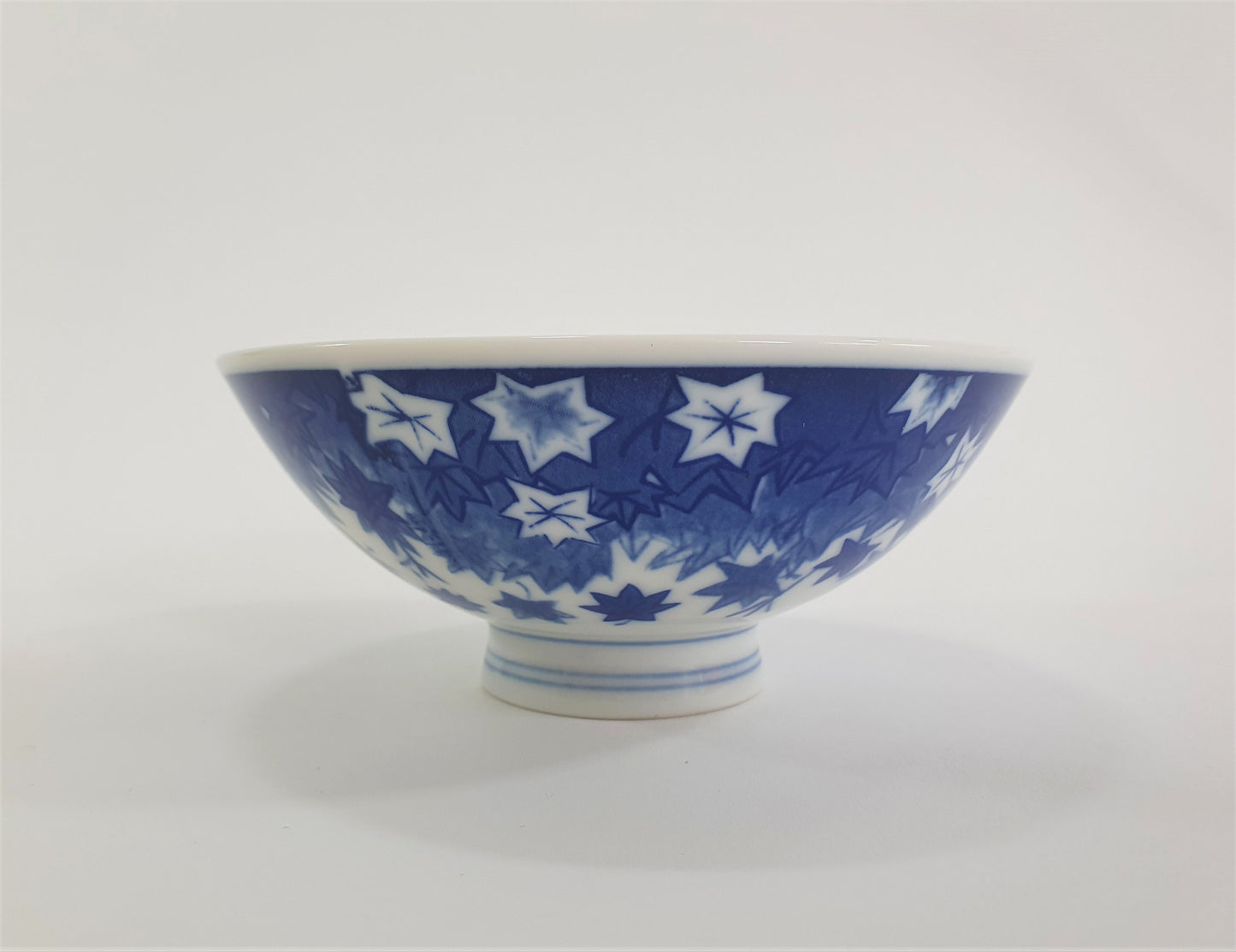 Vintage Japanese Porcelain Rice Bowls: Floral & Maple Leaf Design