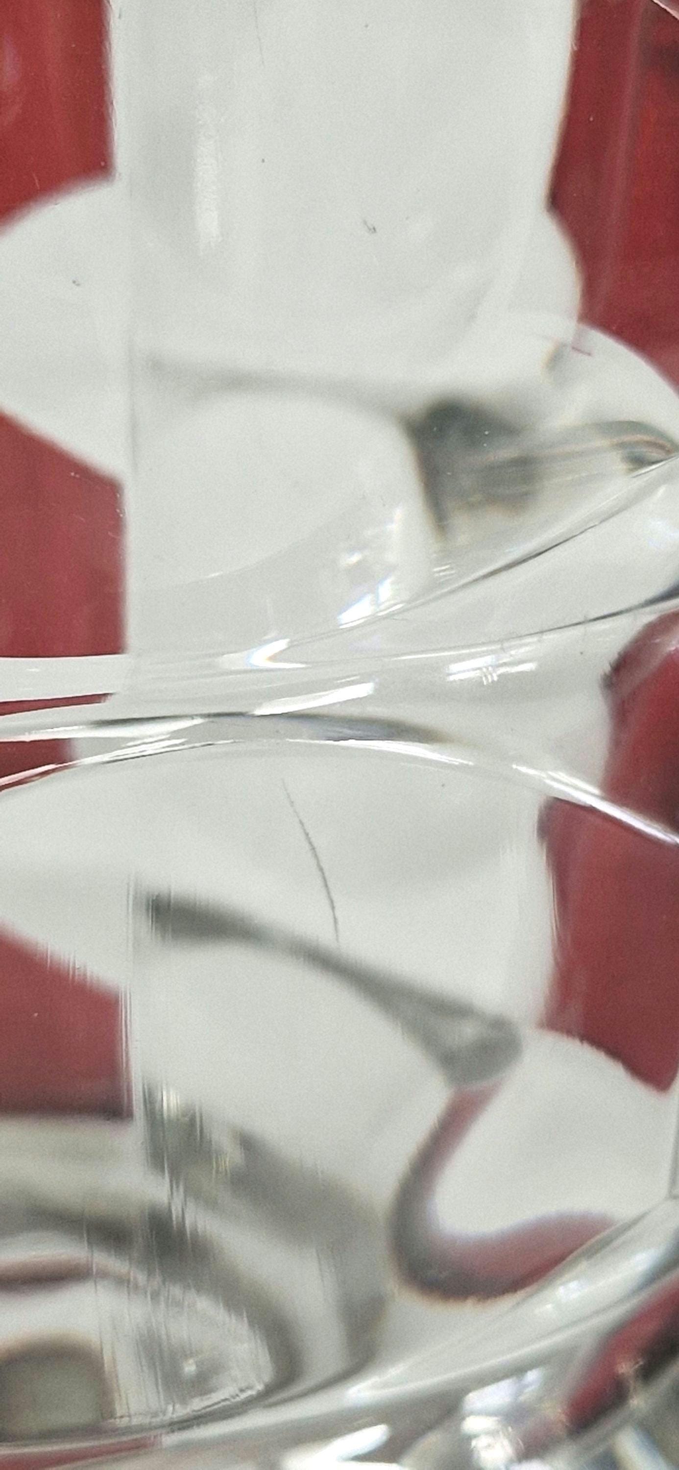 Large Mid Century Red and Clear  Art Glass Vase. JG Durand, France. c1960s