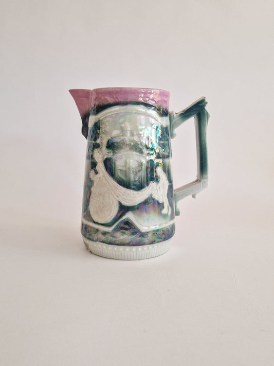 1900s Lustre Ware Jug: Bride & Pageboy Wedding Décor. c1900