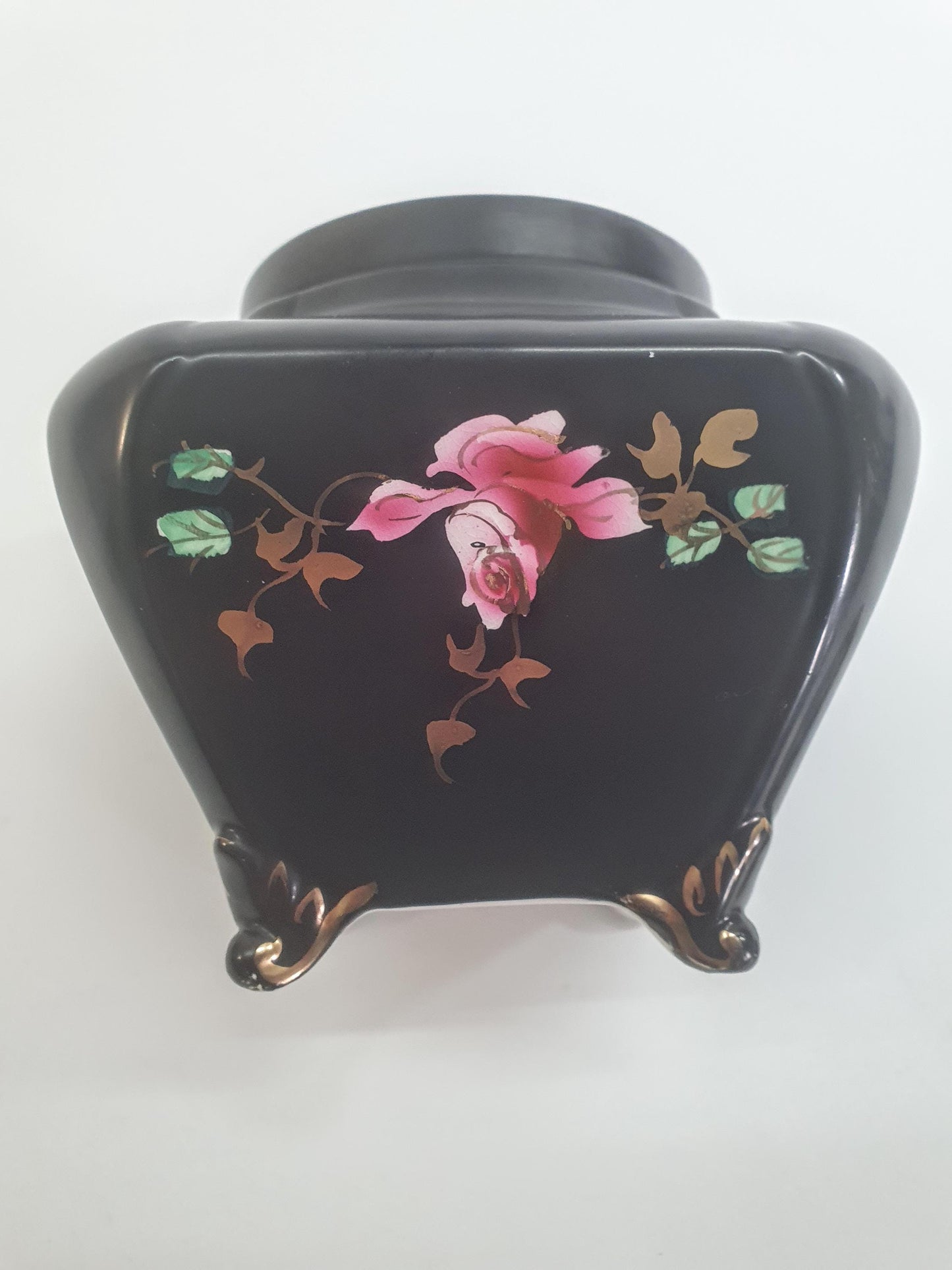 Vintage Art Deco Rose Bowl: Black Soudan JB Posy Bowl, England c1920s