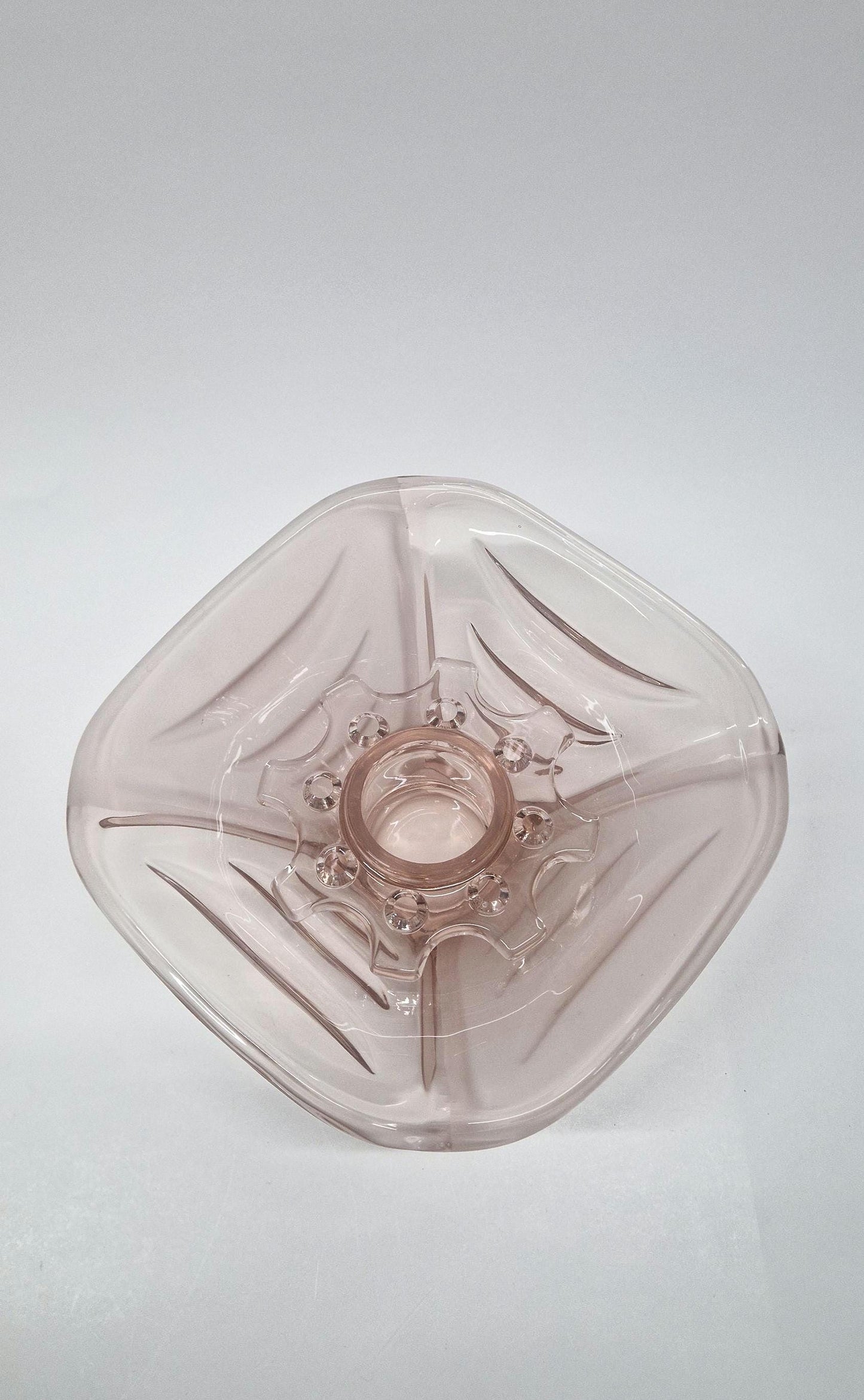 Vintage Mid Century Sklo Union Glass Draped Bowl Vase with Glass Frog.  3rd Anniversary Gift.  1960s