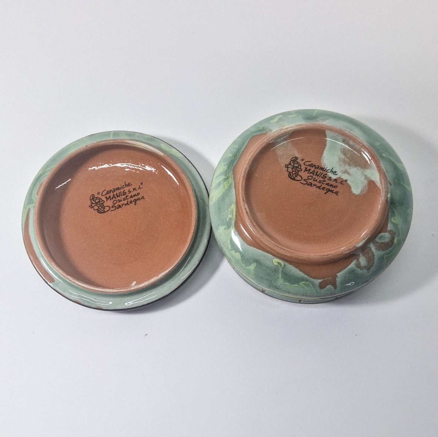 Vintage Italian Ceramic Jewellery Box with Lid, Hand-Painted. Pottery Signed. c 1985-90