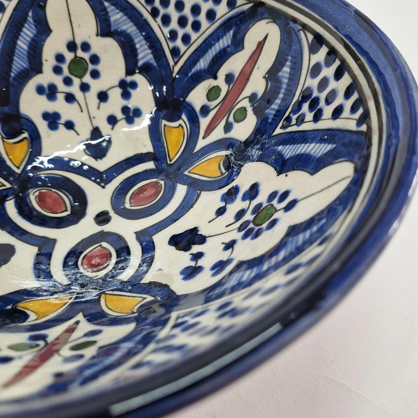 Vintage Safi Bowl: Hand-Painted Moroccan Arabesque Pottery
