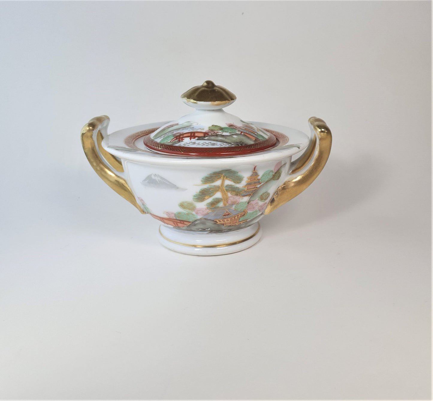 Japanese Sugar Bowl, Mid Century, Kitani, Noritake Style, Vintage, 1960's