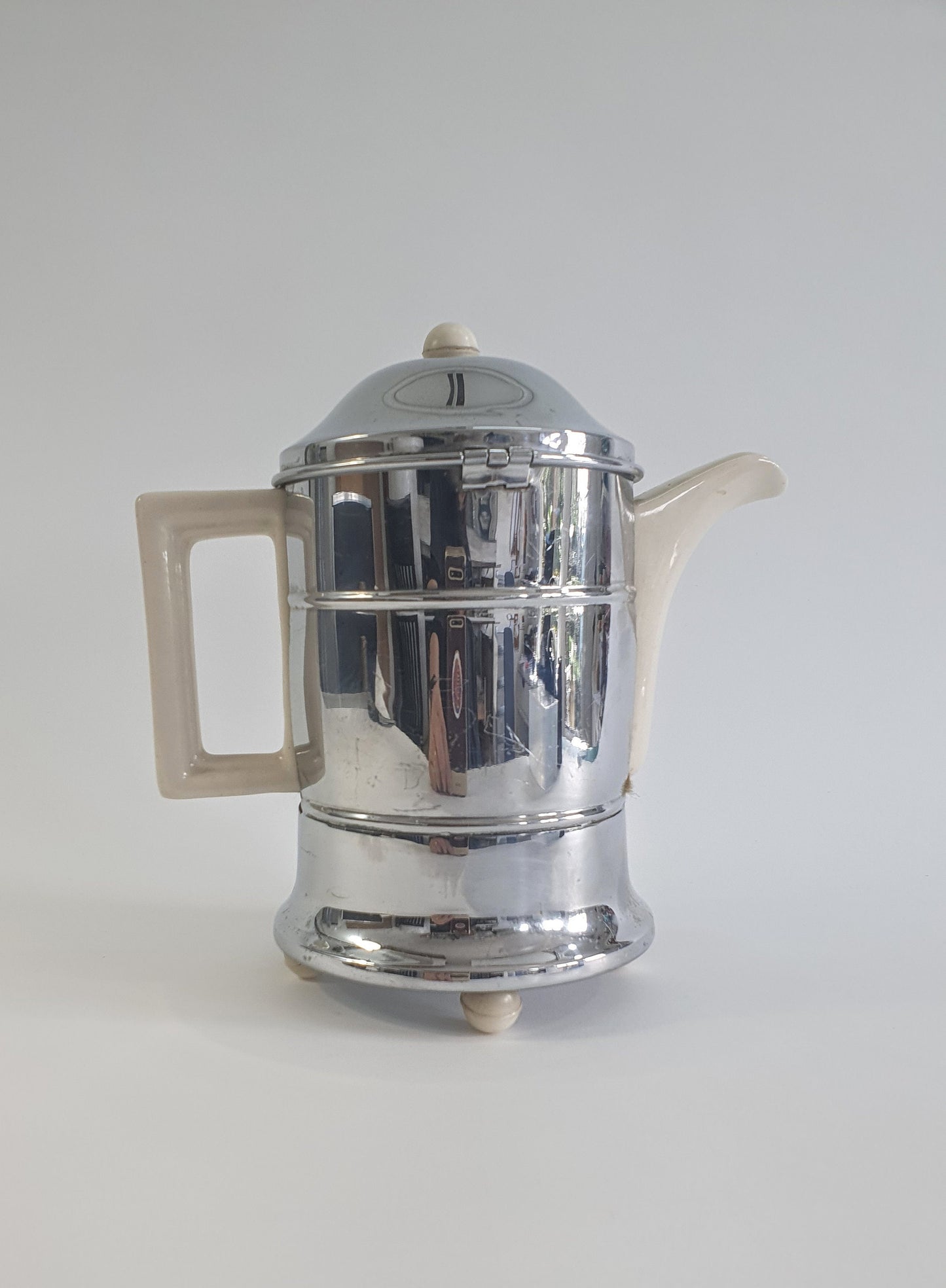 Vintage Ever-Hot Tea or Coffee Pot with Chrome and Thermal Insulated Cover.  c1950s