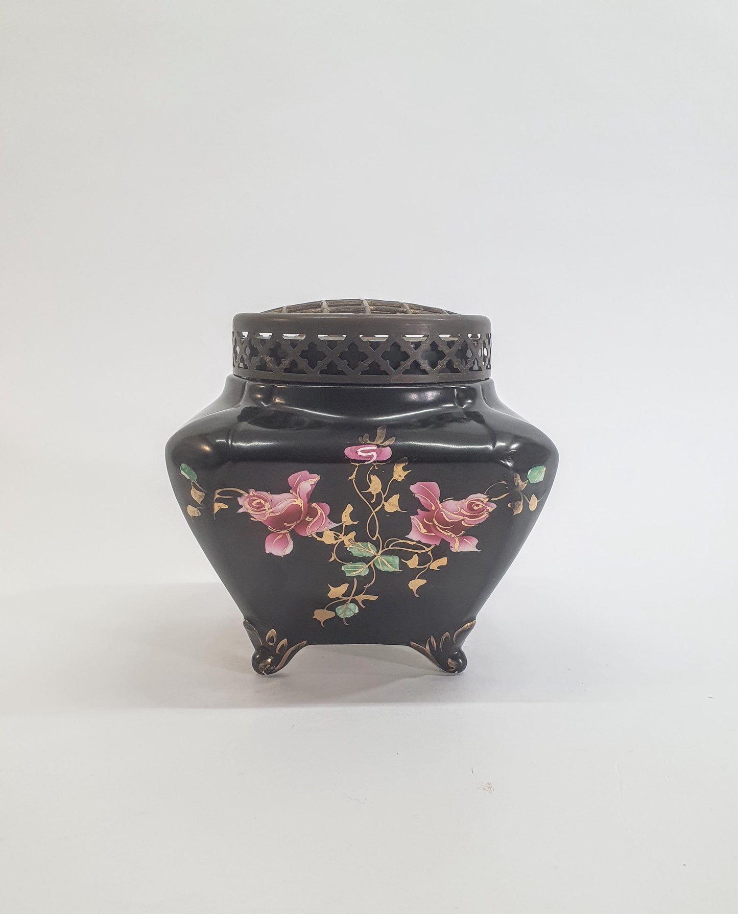 Vintage Art Deco Rose Bowl: Black Soudan JB Posy Bowl, England c1920s