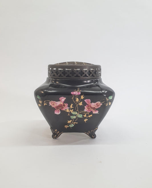 Vintage Art Deco Rose Bowl: Black Soudan JB Posy Bowl, England c1920s