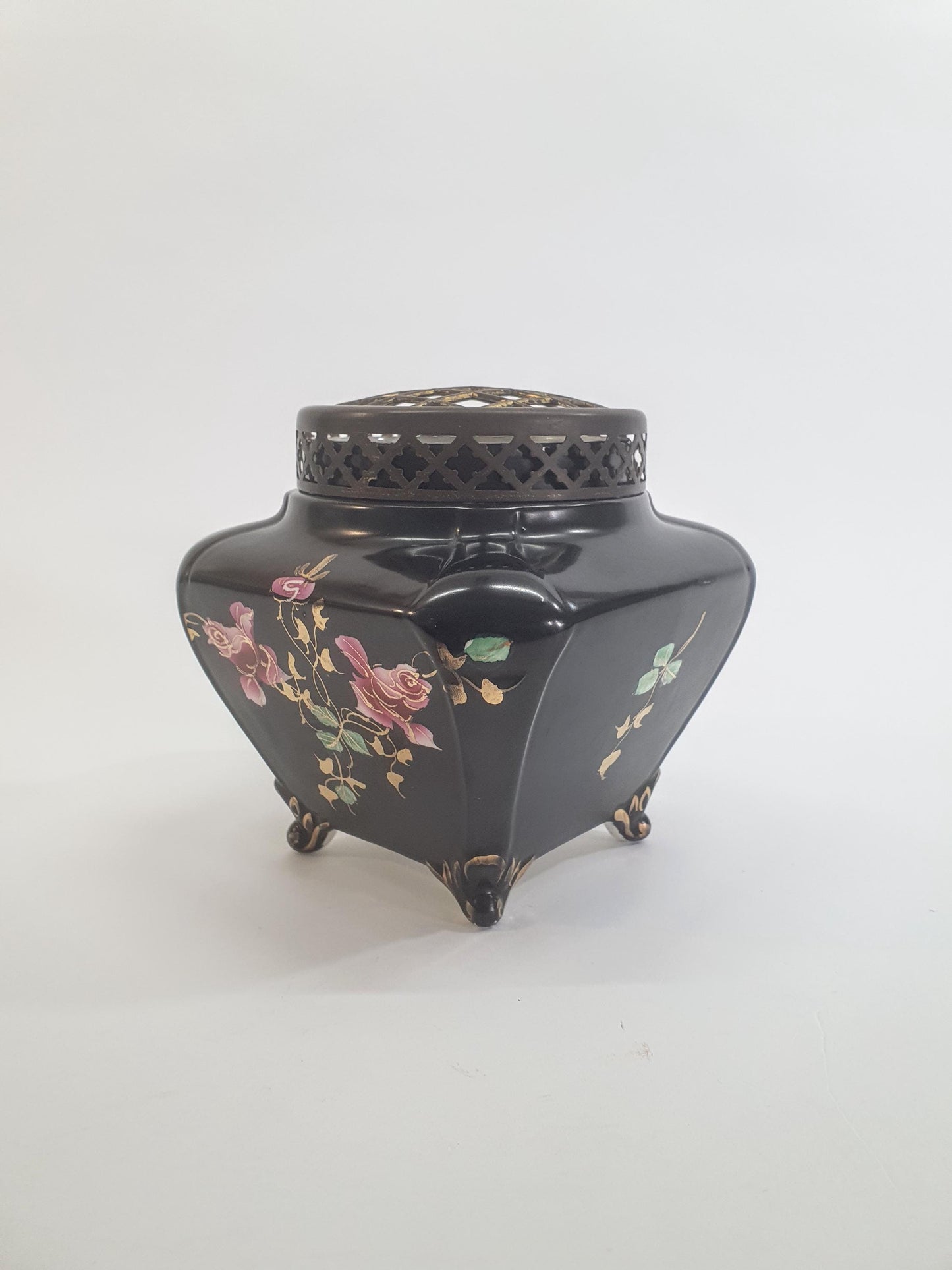 Vintage Art Deco Rose Bowl: Black Soudan JB Posy Bowl, England c1920s