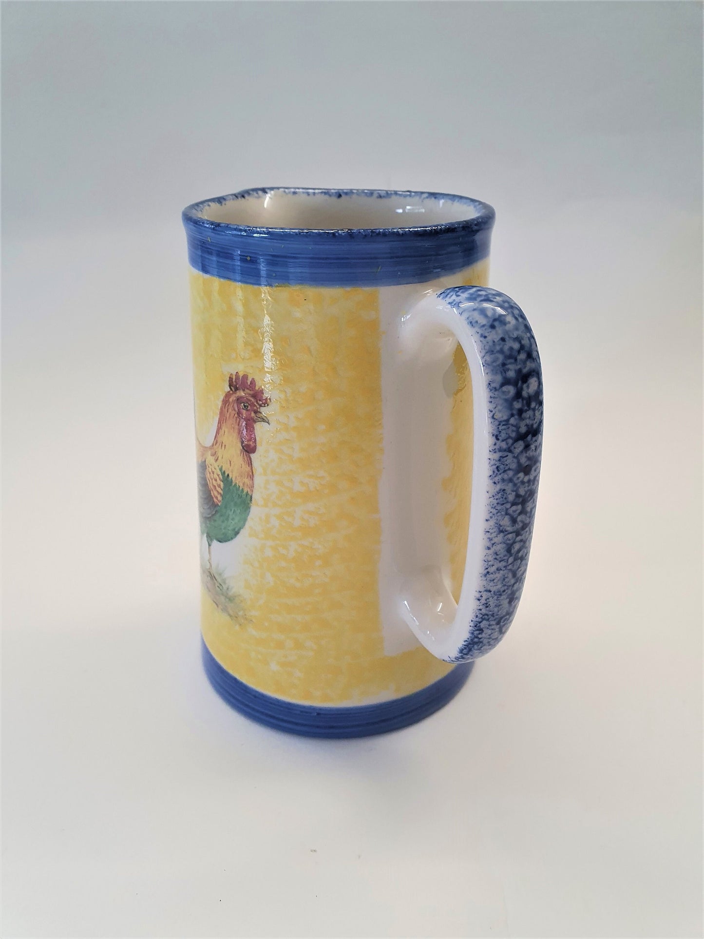 Vintage Cockerel Jug: Yellow & Blue Country Kitchen Pitcher, Made in England