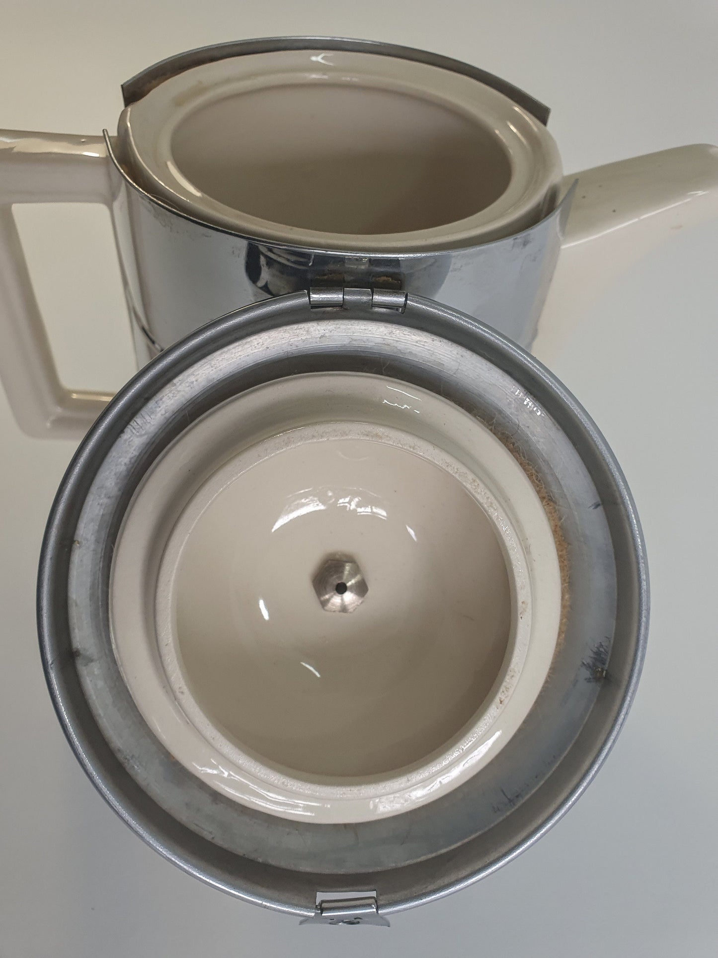 Vintage Ever-Hot Tea or Coffee Pot with Chrome and Thermal Insulated Cover.  c1950s