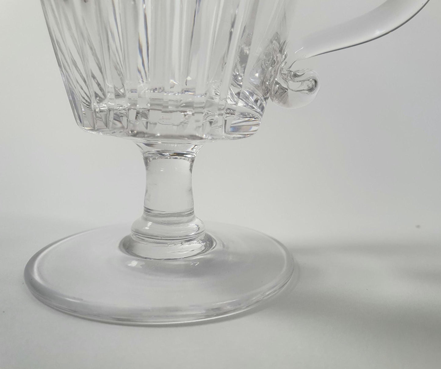 Victorian Blaze Cut Crystal Glass Custard Cups with Handles. Set of 5