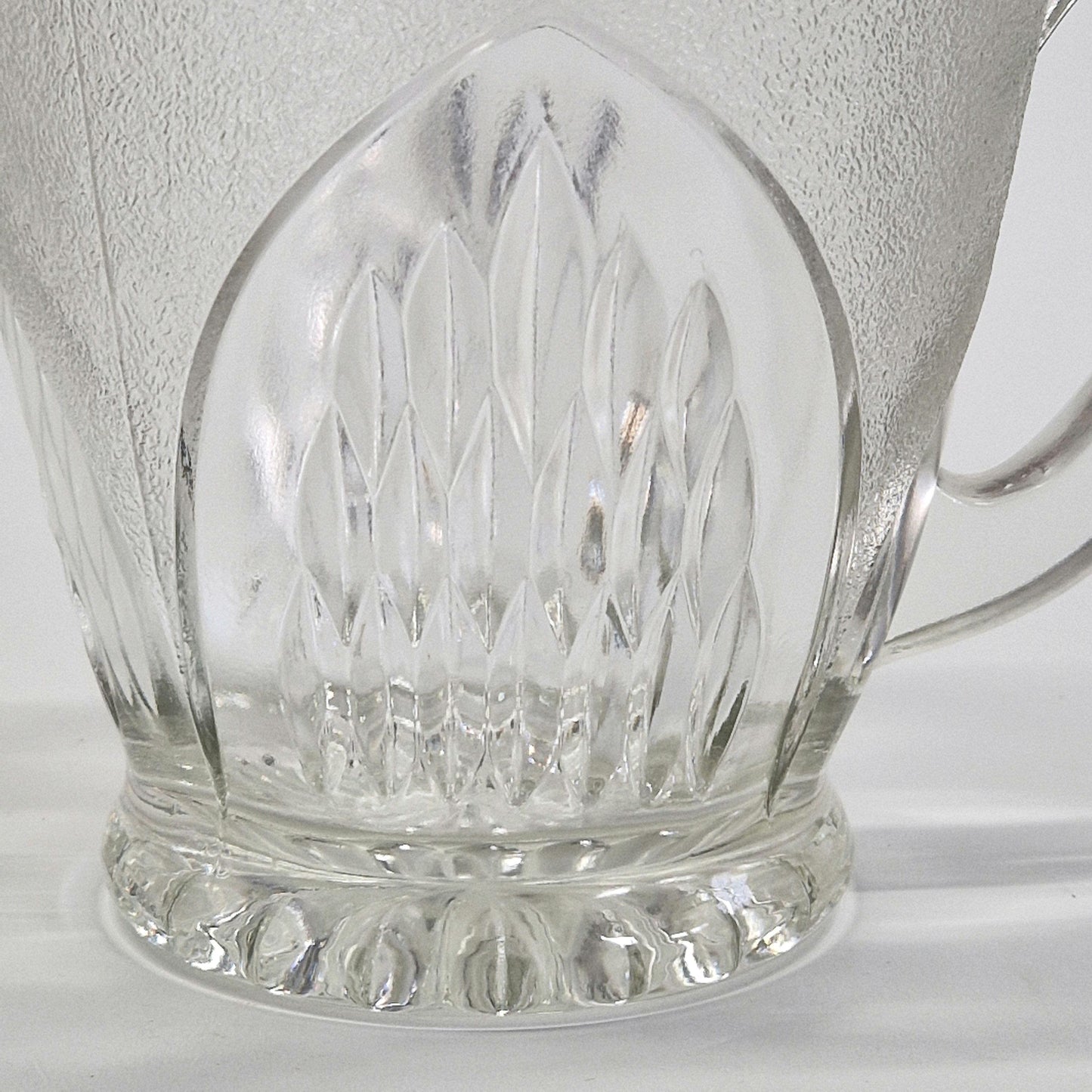 1950s Nordic Glass Jug/Pitcher by Sherdley Ravenhead. Clear and Frosted Molded Glass.