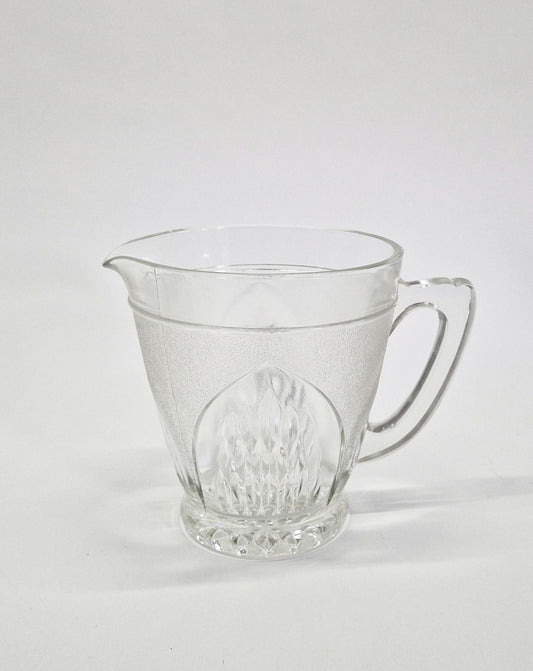 1950s Nordic Glass Jug/Pitcher by Sherdley Ravenhead. Clear and Frosted Molded Glass.